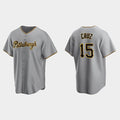 Pittsburgh Pirates #15 Oneil Cruz Gray AmberGomez Road Cool Base Jersey