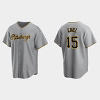 Pittsburgh Pirates #15 Oneil Cruz Gray AmberGomez Road Cool Base Jersey