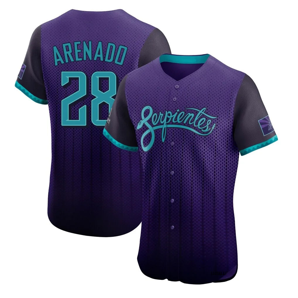 Arizona Diamondbacks #28 Nolan Arenado Player Purple AmberGomez City Connect Limited Elite Home Game Stitched Jerseys