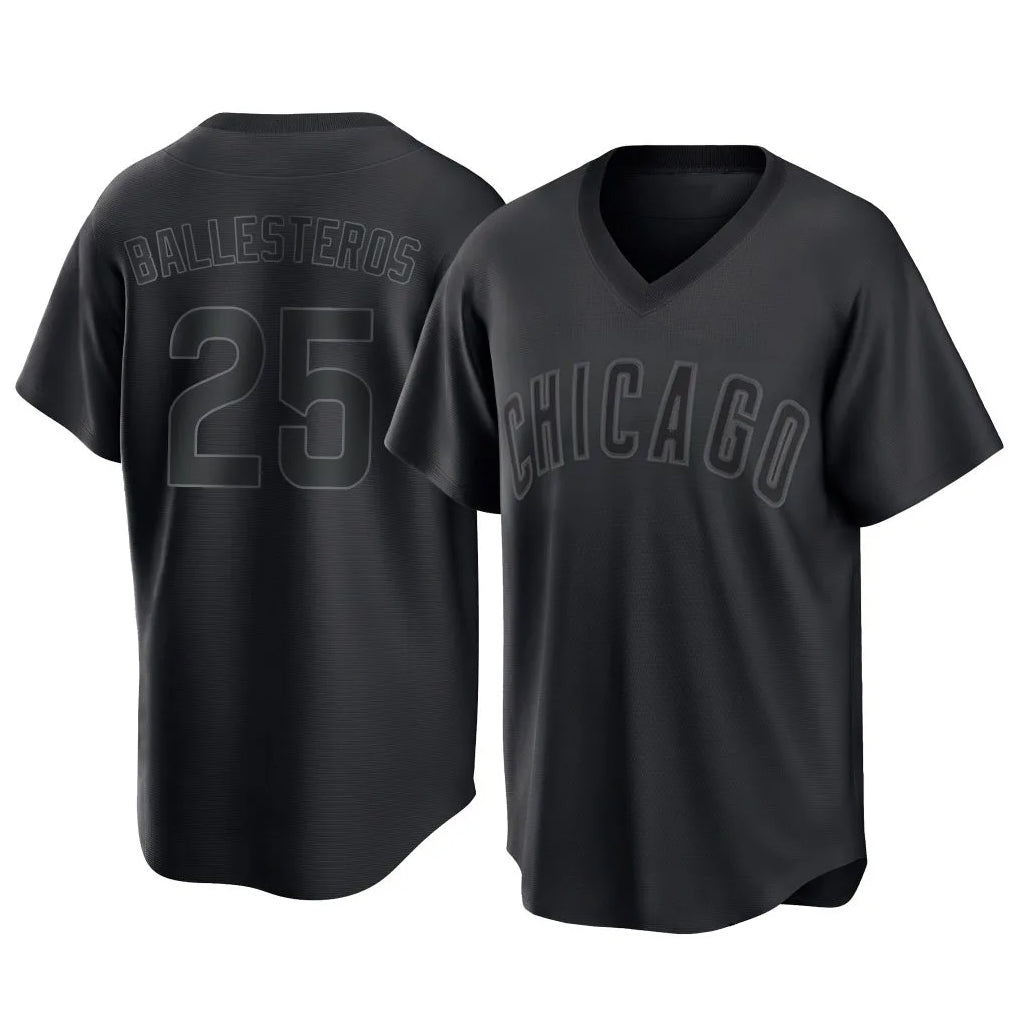 Chicago Cubs #25 Moises Ballesteros Player Black AmberGomez T-shirt Home Game Stitched Jerseys