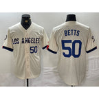Los Angeles Dodgers #50 Mookie Betts Number Cream AmberGomez 2024 City Connect Limited Stitched Jerseys