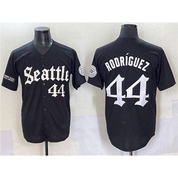 Seattle Mariners #44 Julio Rodr¨ªguez Black AmberGomez 'Deep Sea Gothic Edition' Vapor Premier Limited Stitched Jersey