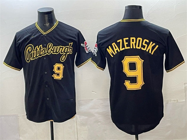 Pittsburgh Pirates #9 Bill Mazeroski Black AmberGomez Limited Stitched Jersey