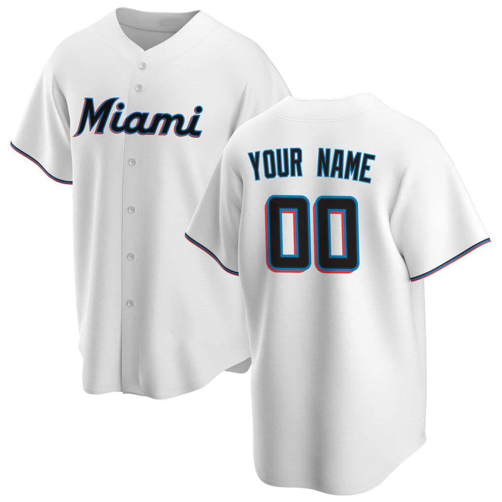 Custom Miami Marlins White AmberGomez Home Replica Jersey