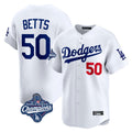 Los Angeles Dodgers #50 Mookie Betts Player White AmberGomez World Series Meet Limited Home Stitched Jerseys