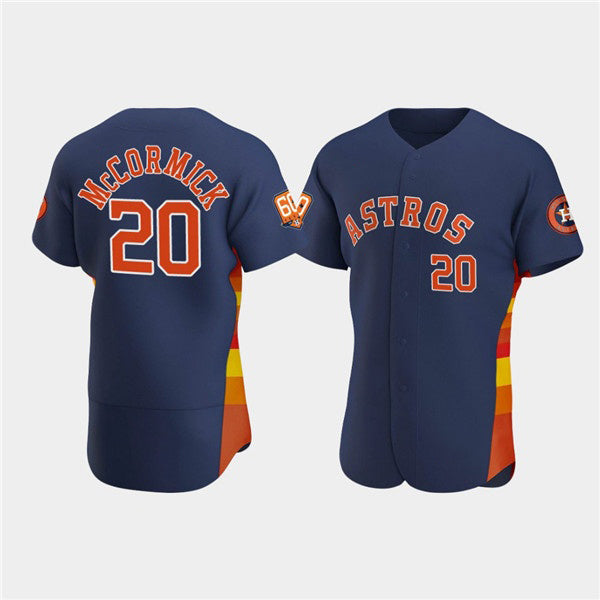 Houston Astros #20 Chas McCormick Navy AmberGomez 60th Anniversary Flex Base Stitched Jersey