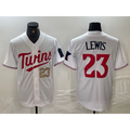 Minnesota Twins #23 Royce Lewis Number White AmberGomez Stitched Cool Base Jerseys