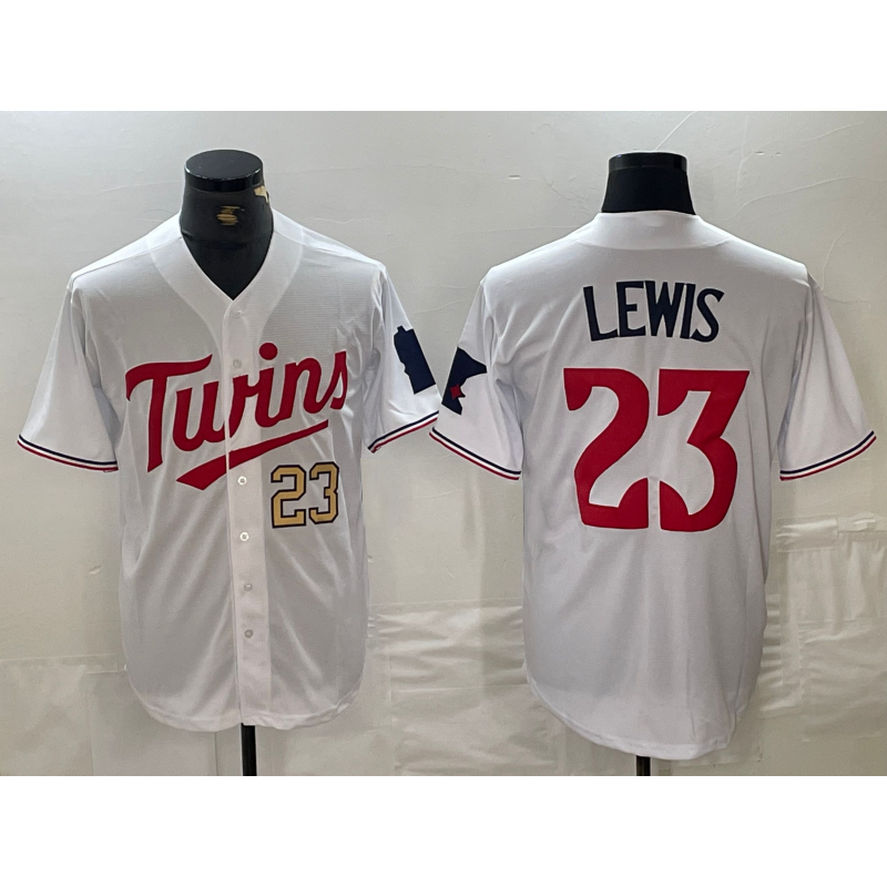 Minnesota Twins #23 Royce Lewis Number White AmberGomez Stitched Cool Base Jerseys