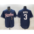 New York Yankees #3 Babe Ruth Number Navy AmberGomez Cool Base Stitched Jersey