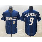 Detroit Tigers #9 Jack Flaherty Number 2024 Navy AmberGomez City Connect Cool Base Limited Stitched Jersey 2