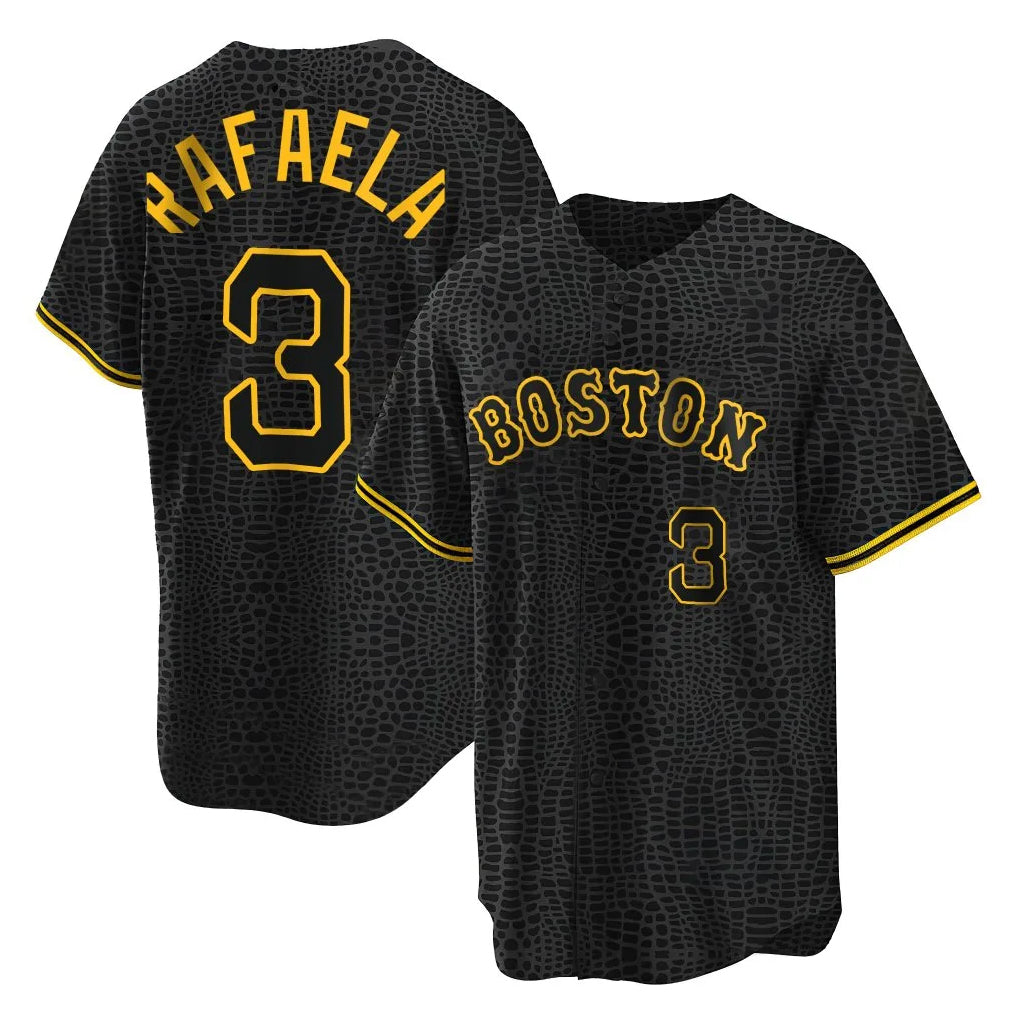 Boston Red Sox #3 Ceddanne Rafaela Player Black AmberGomez Snake Skin City Home Game Stitched Jerseys