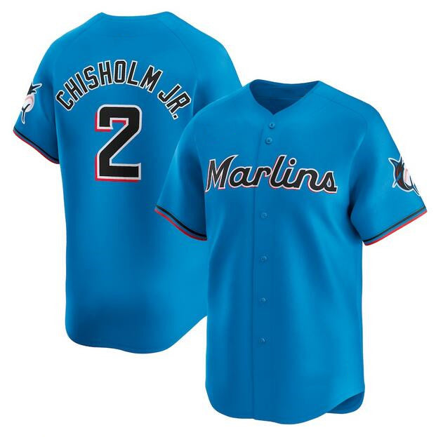Miami Marlins #2 Jazz Chisholm Jr. Blue AmberGomez Limited Stitched Jersey