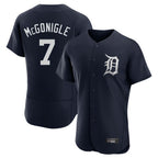 Detroit Tigers #7 Kevin McGonigle Player Navy AmberGomez Limited Elite Home Stitched Jerseys