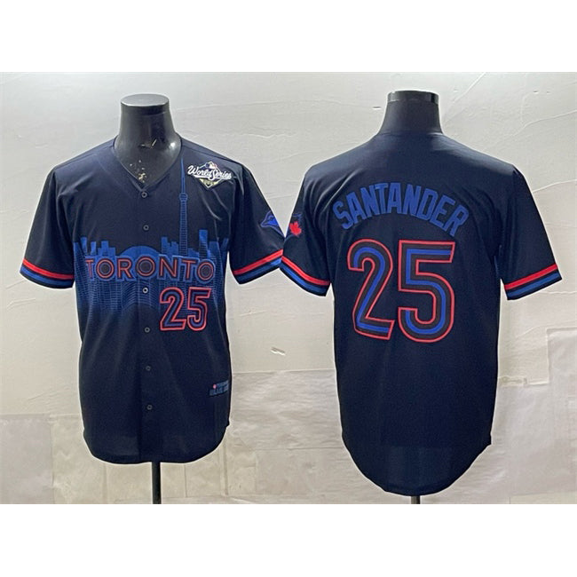 Toronto Blue Jays #25 Anthony Santander Navy AmberGomez 2025 World Series City Connect Limited Stitched Jersey