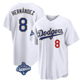 Los Angeles Dodgers #8 Enrique Hern¨¢ndez Player Gold White AmberGomez World Series Meet 2026 Collection Stadium Limited Stitched Jerseys