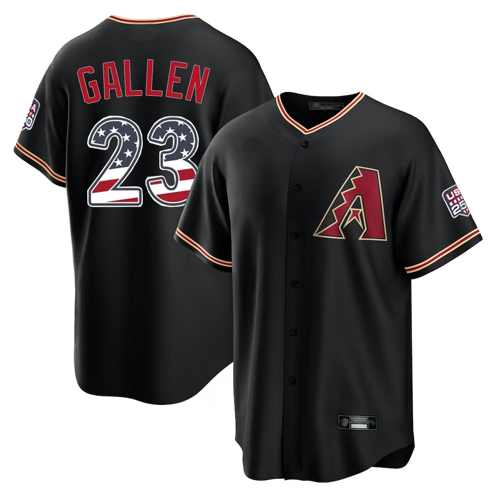 Arizona Diamondbacks #23 Zac Gallen Player Black AmberGomez USA 250 Fourth of July Game Home Stitched Jerseys