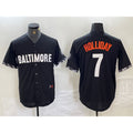 Baltimore Orioles #7 Jackson Holliday Black AmberGomez 2023 City Connect Cool Base Stitched Jersey