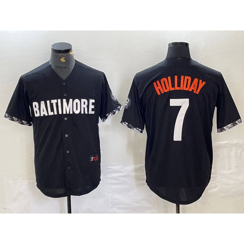Baltimore Orioles #7 Jackson Holliday Black AmberGomez 2023 City Connect Cool Base Stitched Jersey