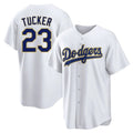 Los Angeles Dodgers #23 Kyle Tucker Player Gold White AmberGomez 2026 Collection Stadium Game Stitched Jerseys