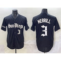 San Diego Padres #3 Jackson Merrill Black AmberGomez Gothic Edition Vapor Limited Stitched Jersey