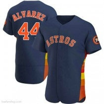 Houston Astros #44 Yordan Alvarez Authentic Navy AmberGomez Alternate Jerseys