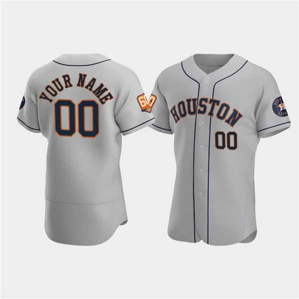 Custom Houston Astros Active Player Gray AmberGomez 60th Anniversary Flex Base Stitched Jersey