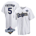 Los Angeles Dodgers #5 Freddie Freeman Player Gold White AmberGomez World Series 2026 Collection Stadium Game Stitched Jerseys