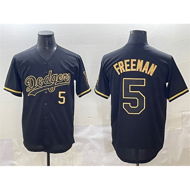 Los Angeles Dodgers #5 Freddie Freeman Black Gold AmberGomez Limited Stitched Jersey