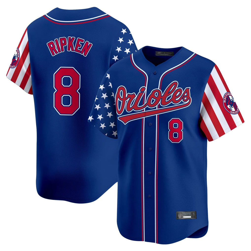 Baltimore Orioles #8 Cal Ripken Player Royal AmberGomez Independence Day Vapor Premier Limited Home Game Stitched Jerseys