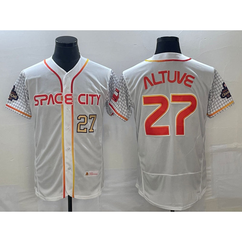 Houston Astros #27 Jose Altuve Number White AmberGomez 2023 City Connect Flex Base Stitched Jersey