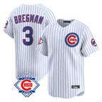 Chicago Cubs #3 Alex Bregman Player White AmberGomez 150th Anniversary Limited Home Game Stitched Jerseys