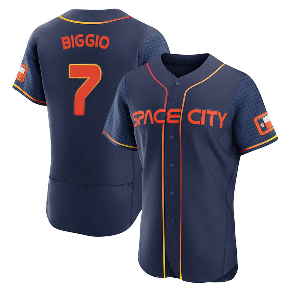 Houston Astros #7 Craig Biggio Player Navy AmberGomez City Connect Limited Elite Home Stitched Jerseys