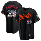 Baltimore Orioles #29 Samuel Basallo Player Black AmberGomez USA 250 Fourth of July Home Game Stitched Jerseys