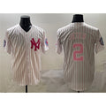 New York Yankees #2 Derek Jeter Pink AmberGomez With Patch Limited Stitched Jersey