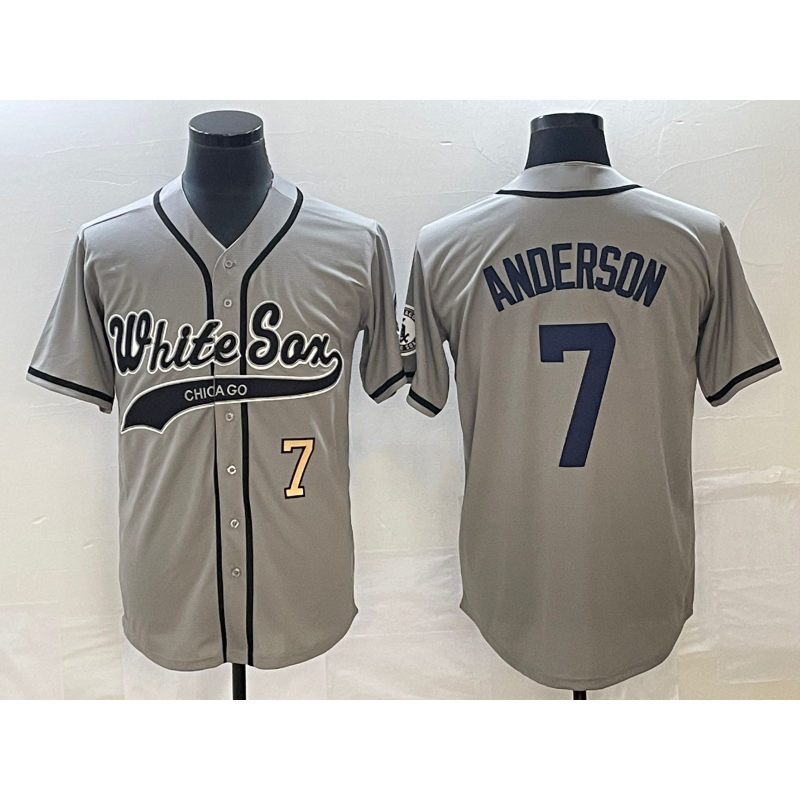 Chicago White Sox #7 Tim Anderson Number Grey AmberGomez Cool Base Stitched Jersey