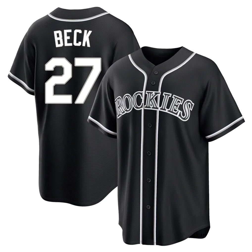 Colorado Rockies #27 Jordan Beck Player Black AmberGomez Fashion Out Home Game Stitched Jerseys