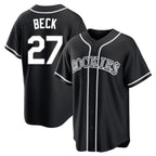 Colorado Rockies #27 Jordan Beck Player Black AmberGomez Fashion Out Home Game Stitched Jerseys