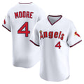 Los Angeles Angels #4 Christian Moore Player White AmberGomez T-shirt Home Limited Stitched Jerseys