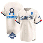 Los Angeles Dodgers #8 Enrique Hern¨¢ndez Player Cream AmberGomez World Series Meet City Connect Limited Home Stitched Jerseys