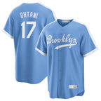 Los Angeles Dodgers #17 Shohei Ohtani Player Light Blue AmberGomez Cooperstown Collection Limited Stitched Jerseys