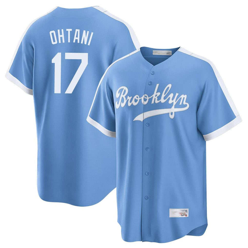 Los Angeles Dodgers #17 Shohei Ohtani Player Light Blue AmberGomez Cooperstown Collection Limited Stitched Jerseys