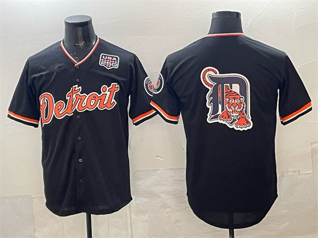 Detroit Tigers Team Big Logo Navy AmberGomez 2026 Alternate USA 250' Patch Vapor Premier Limited Stitched Jersey