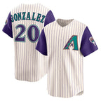 Arizona Diamondbacks #20 Luis Gonzalez Cream AmberGomez Throwback Cooperstown Collection Limited Jersey