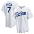 Los Angeles Dodgers #7 Blake Snell White AmberGomez 2024 Cool Base Stitched Jersey