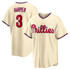 Philadelphia Phillies #3 Bryce Harper Cream AmberGomez Alternate Replica Jersey