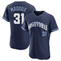 Chicago Cubs #31 Greg Maddux Player Navy AmberGomez City Connect Limited Elite Home Stitched Jerseys
