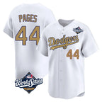 Los Angeles Dodgers #44 Andy Pages Player White Gold AmberGomez World Series Collection Limited Home Stitched Jerseys