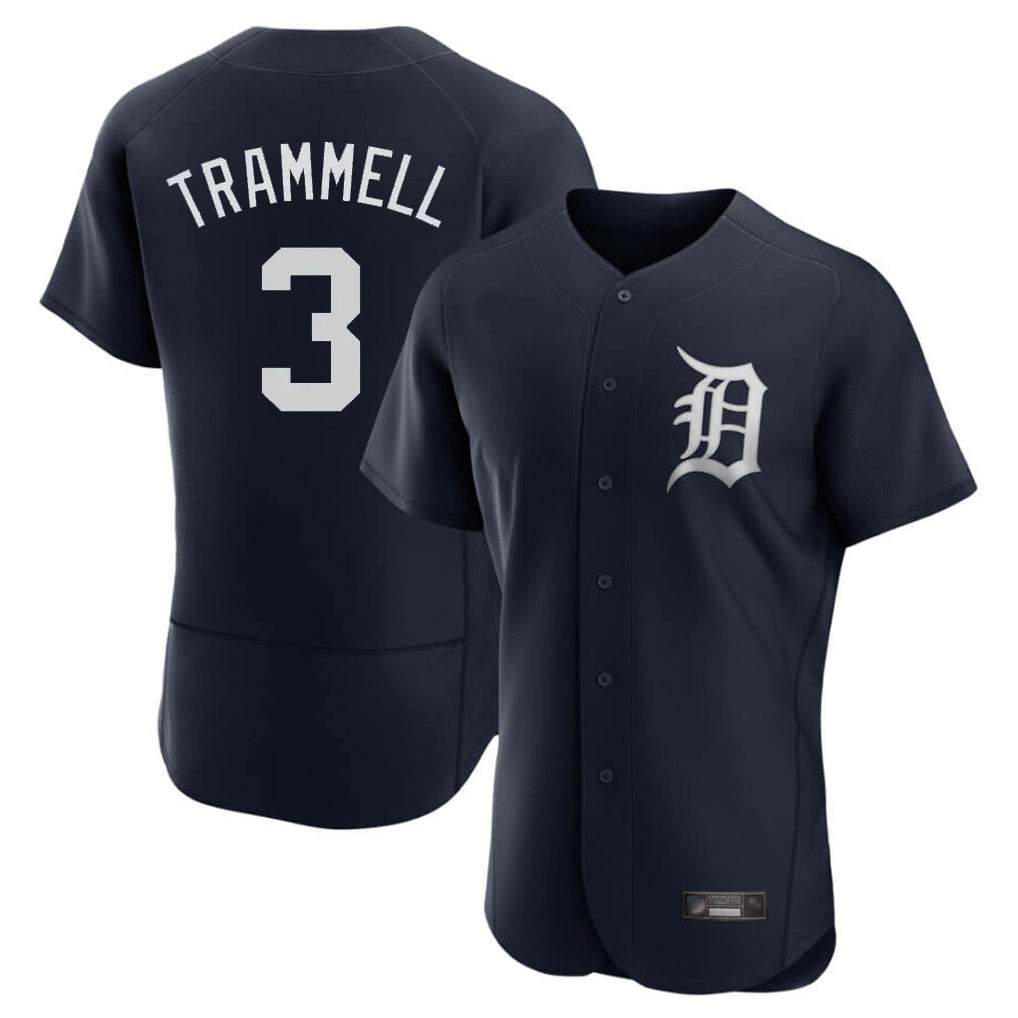 Detroit Tigers #3 Alan Trammell Player Navy AmberGomez Limited Elite Home Stitched Jerseys