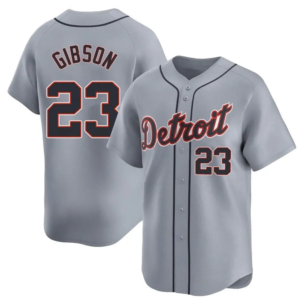 Detroit Tigers #23 Kirk Gibson Player Gray AmberGomez Home Limited Stitched Jerseys