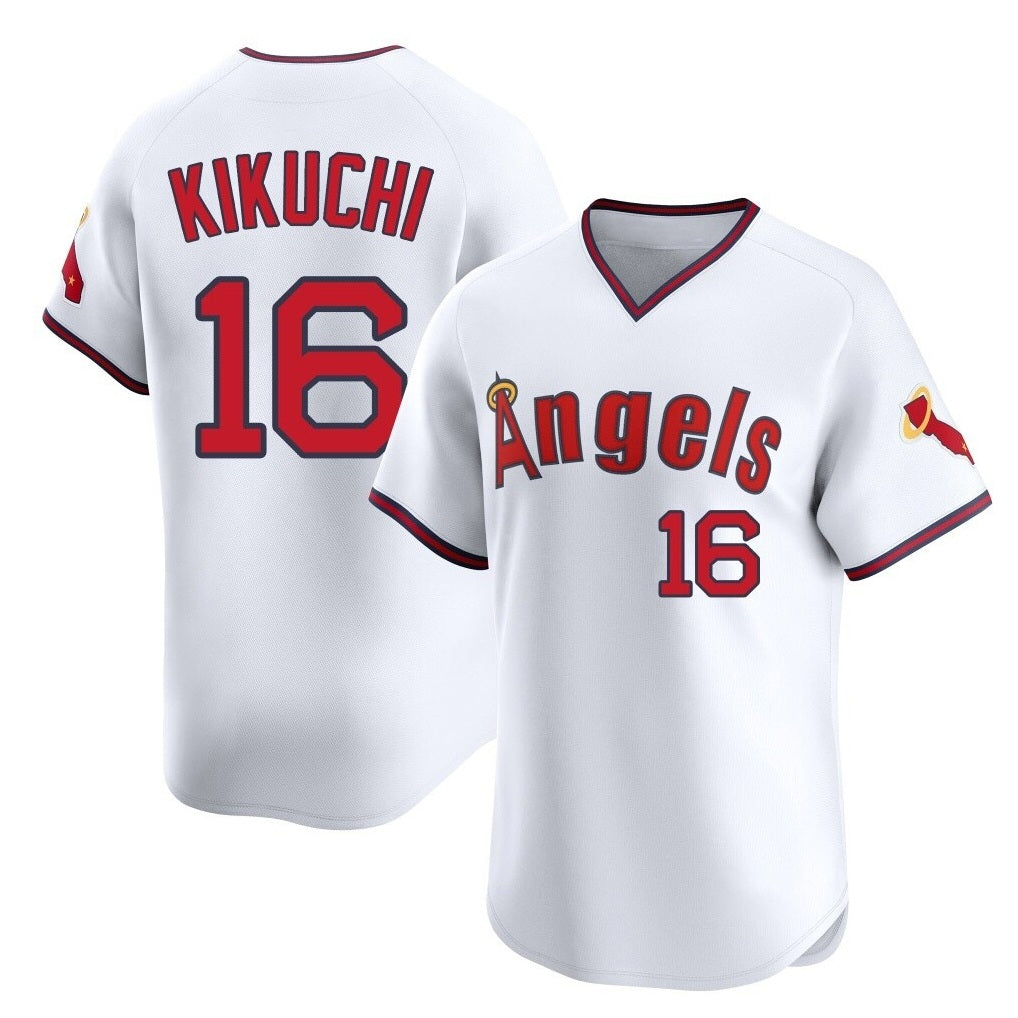 Los Angeles Angels #16 Yusei Kikuchi Player White AmberGomez T-shirt Home Limited Stitched Jerseys
